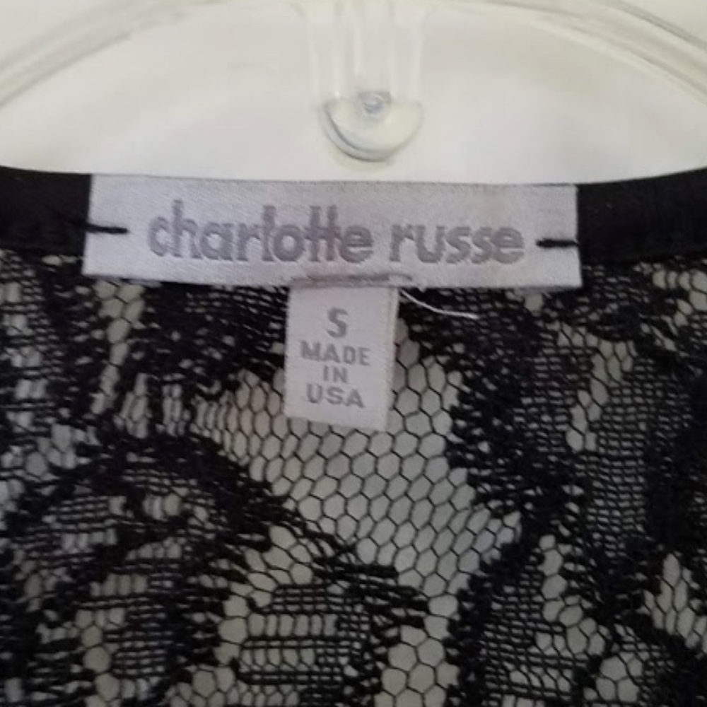 Black Lace Crop Top - Picture 3 of 5